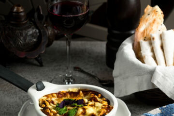 fried julien with mushrooms and cheese
